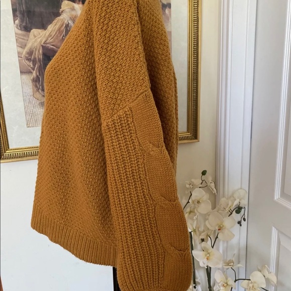 New J.Crew Women's Cable-knit Balloon Sleeve Warm L Golden #AB832 Retail $118. - Picture 2 of 5